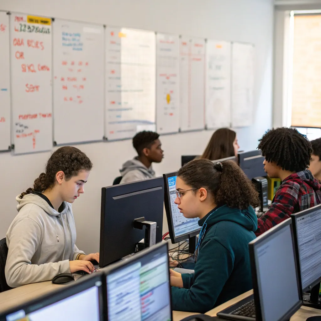 Students in a programming class
